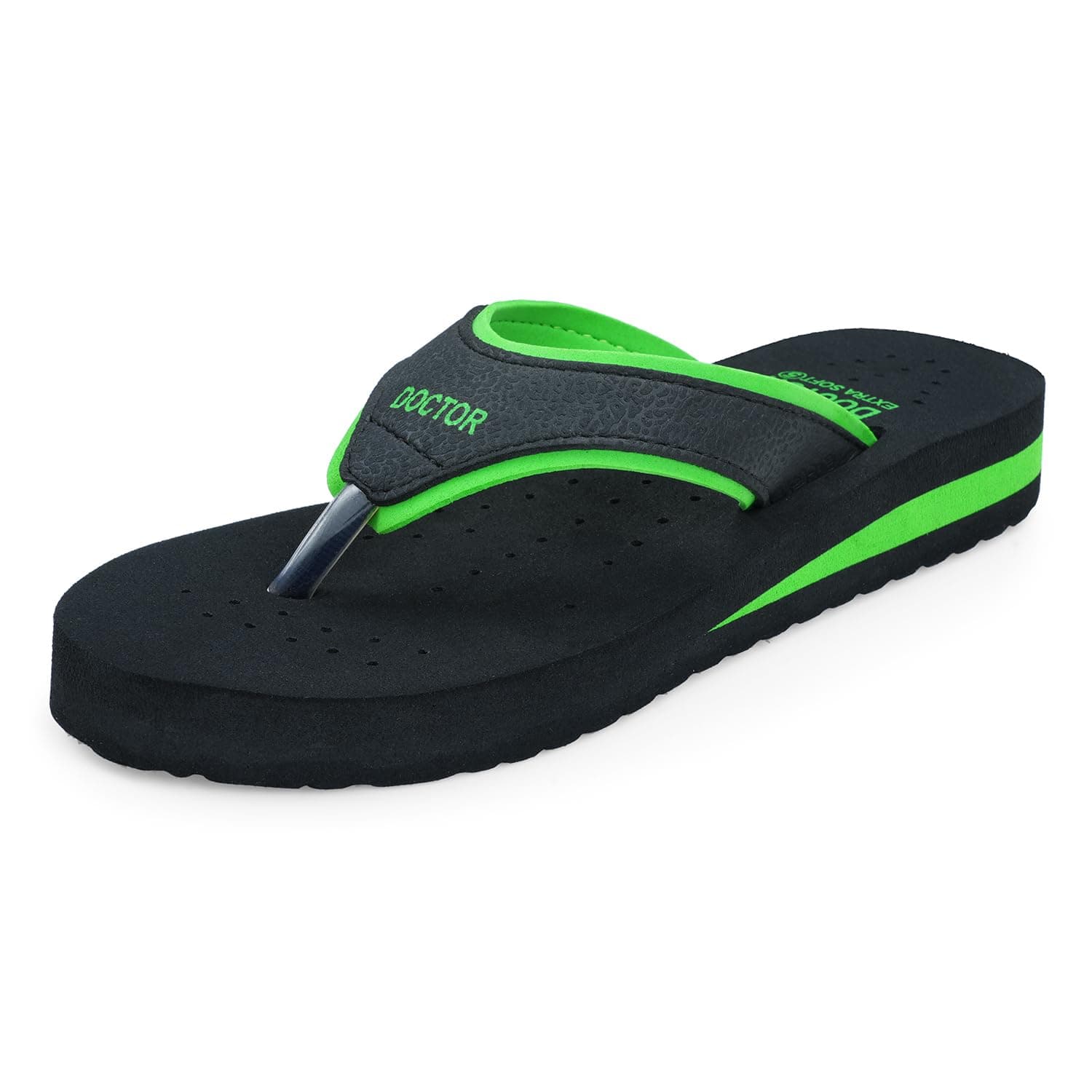 DOCTOR EXTRA SOFT Care Diabetic Orthopedic Pregnancy Flat Super Comfort Dr Flipflops and House Slippers For Women's and Girl's D-18-BK-Green-6 UK