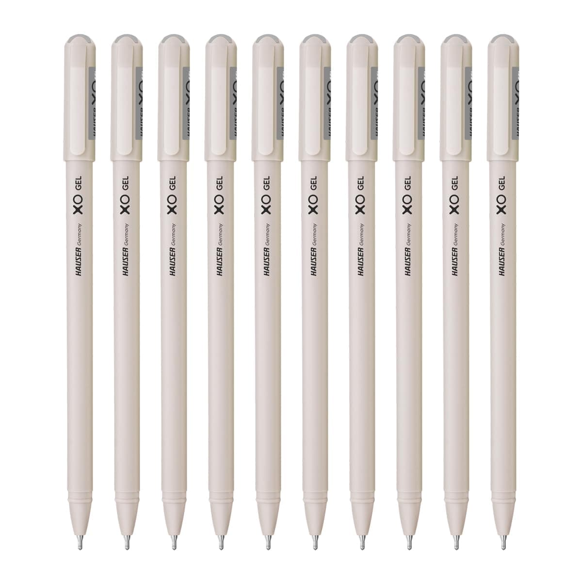 Hauser XO Gel Pen Wallet Pack | Sleek Body & Minimalistic Design With Matt Finish | Solid Body Type, Low Viscosity Ink | Ultra Durable Tip | Black Ink, Pack of 10 Pens