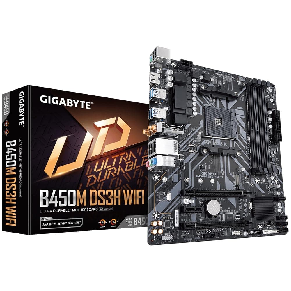 Gigabyte B450M DS3H WiFi (AM4/ AMD B450/ SATA 6GB/s/USB 3.1/ HDMI/WiFi/Bluetooth/AMD Motherboard)