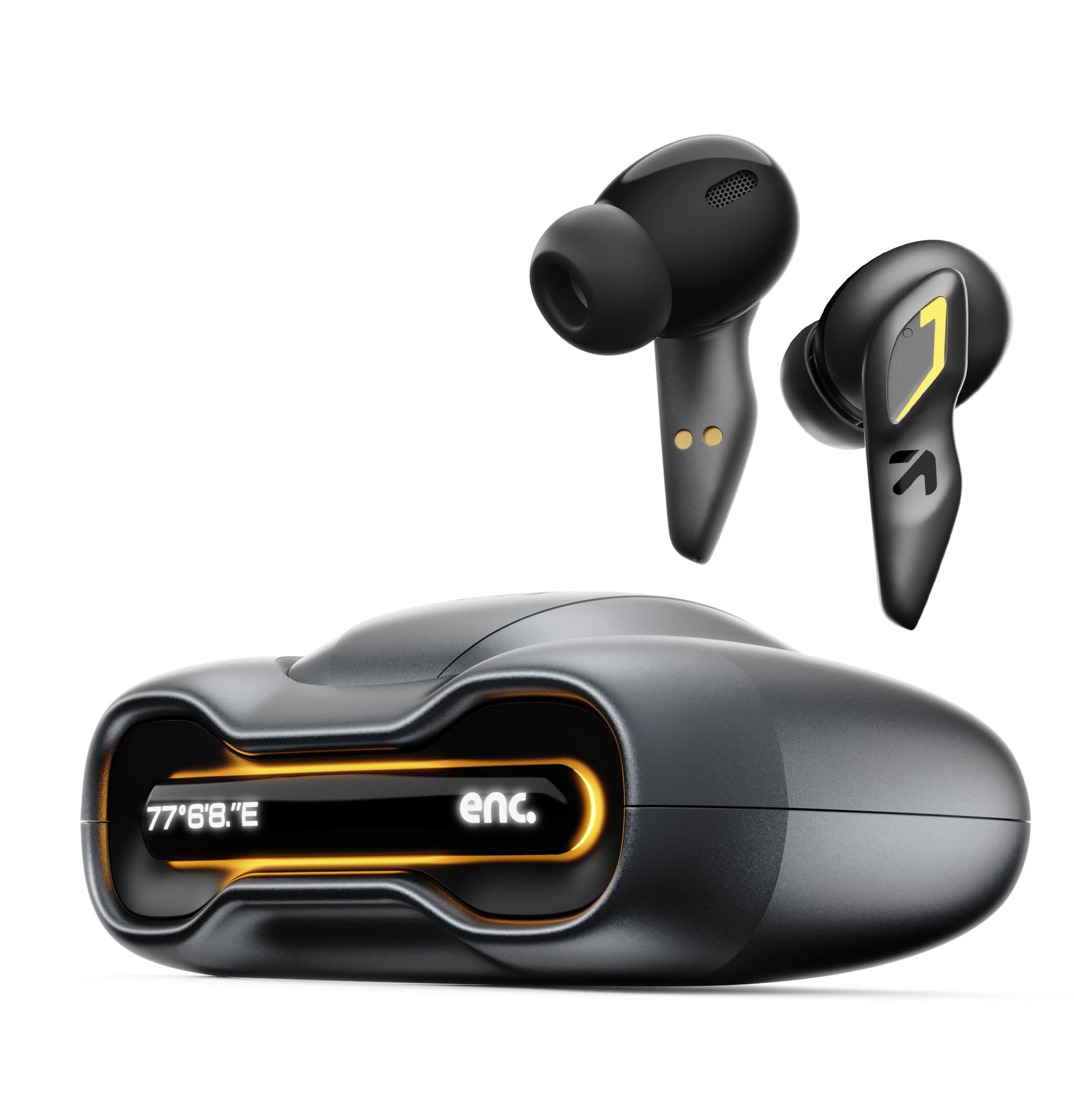 GOBOULT Astra Truly Wireless in Ear Earbuds with 48H Playtime, Built-in App Support, 45ms Low Latency Gaming, 4 Mics ENC, Breathing LEDs,13mm Bass Drivers, TWS Ear Buds (Smoky Metal)