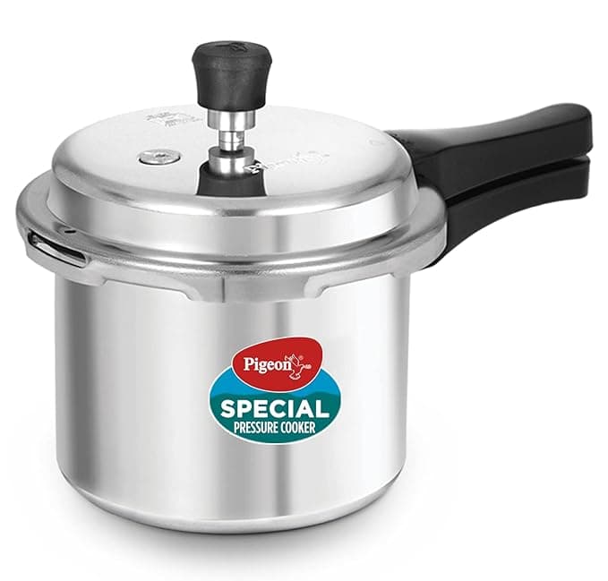 Pigeon By Stovekraft 12260 Induction Base Outer Lid Aluminium Pressure Cooker, 3Liters, Silver