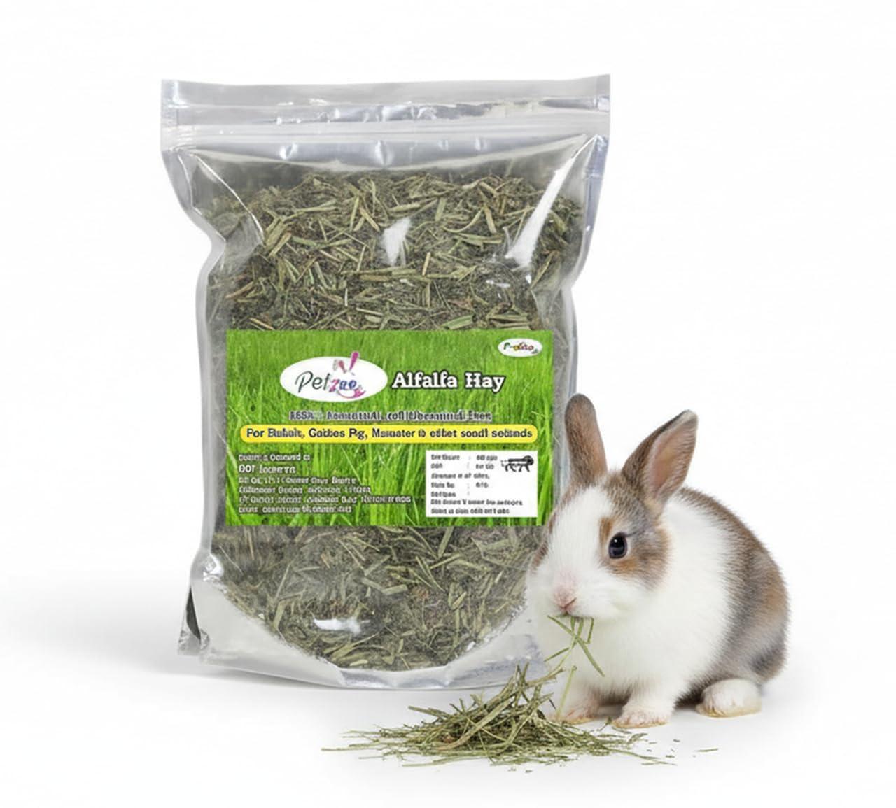 Petzee Alfalfa Hay, Food for Rabbits, Guinea Pig, Hamsters and Other Small Animals (400 GMS)- Pack of 1