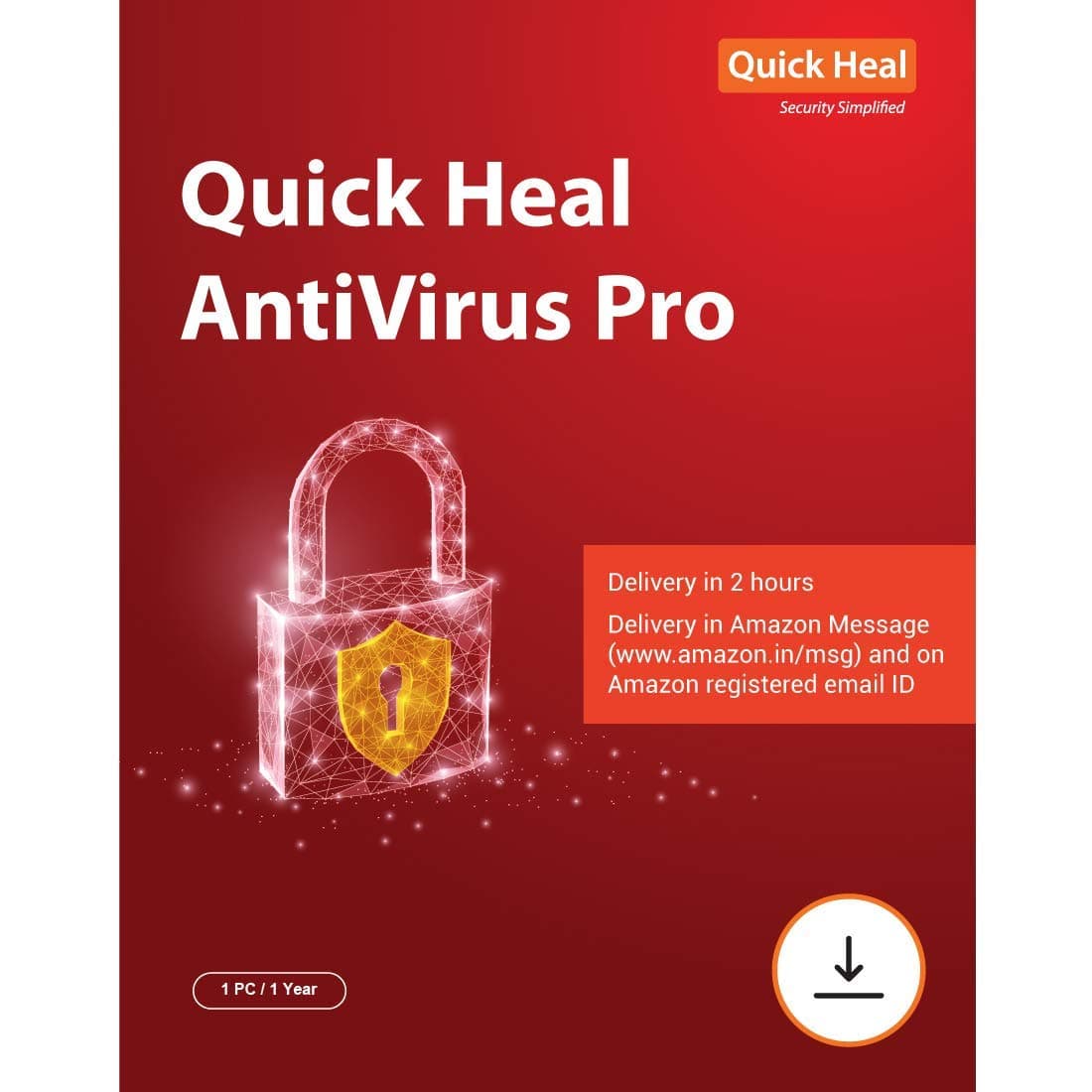 Quick Heal Antivirus Pro 1 User Latest Version (Email Delivery in 2 hours- No CD)