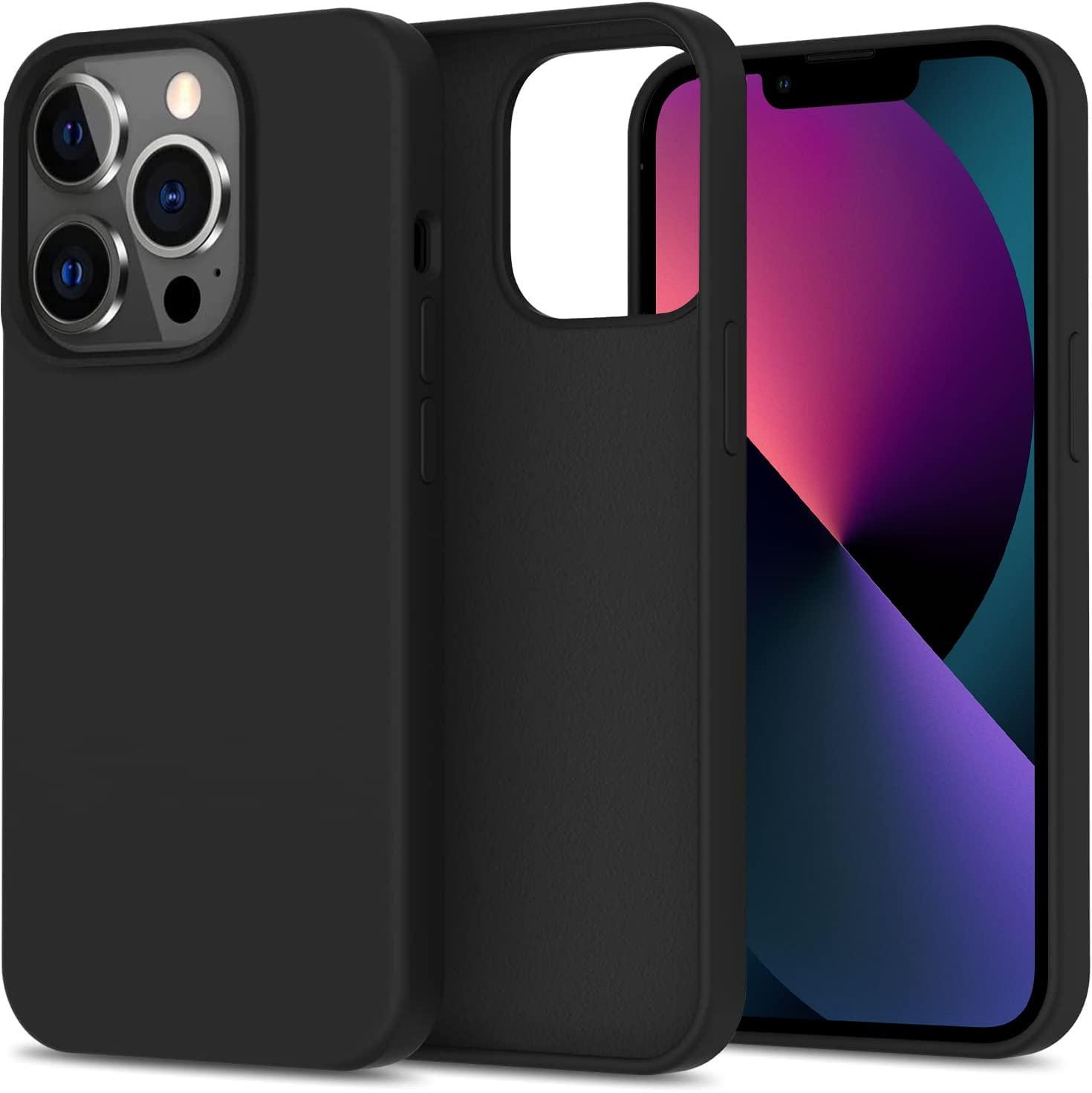 DIZORO® Silicone Back Case for iPhone 14 Pro, Soft-Touch Phone Microfiber Silicone Back Cover for iPhone 14 Pro - Black