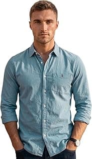 Louis Philippe Men's Cotton Slim Fit Over Dyed Color Depth Comfortable and Durable Soft Handfeel Full Sleeve Solid Casual Shirt