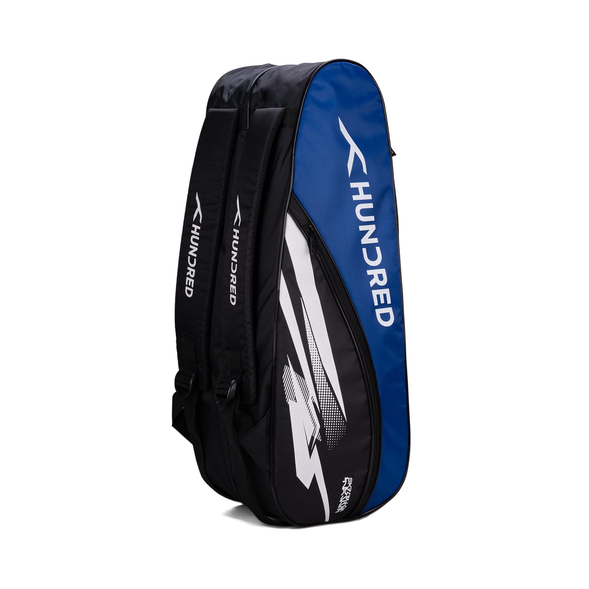 Hundred Cosmogear Badminton Kit-Bag (Black/Royal Blue)|Double Zipper|Bag with Front Zipper Pocket, Polyester