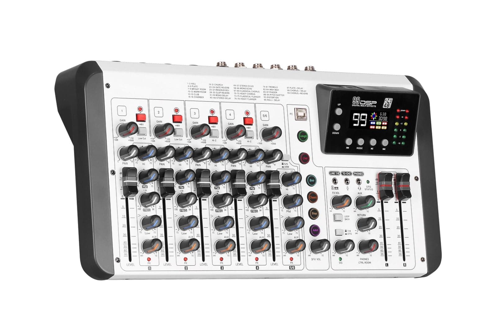 Audio Array 8-Channel Hybrid USB Summing Mixer | 6 Analog & 2 Digital Channels(L+R) | 192kHz/24Bit OTG Recording | 99 DSP FX | BT | 4XLR Inputs | +48V | Hi-Z & Headphone Monitoring | M8
