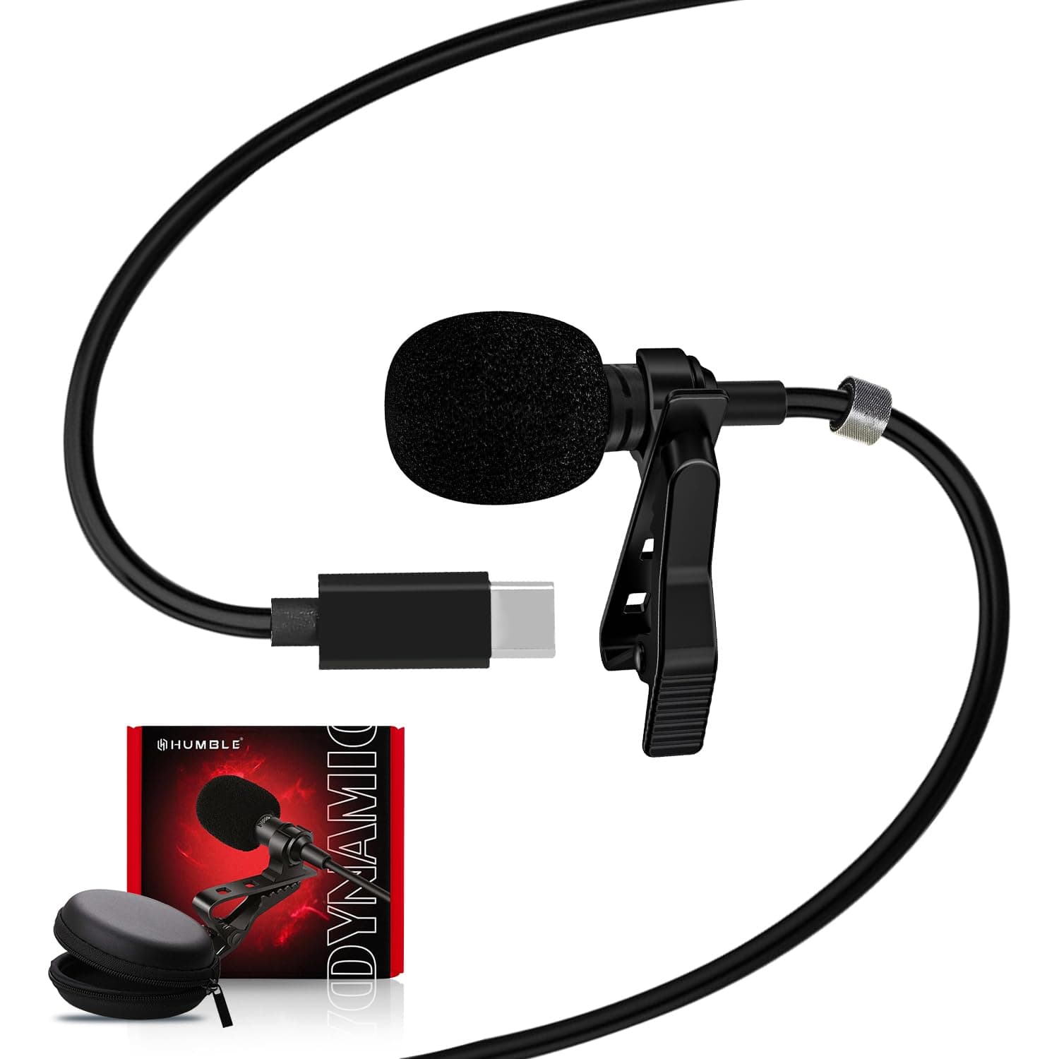 Humble® HB-C01 Lavalier Lapel Condenser Mic for Android, USB Type C Microphone for YouTube Vlogging Facebook Interview Livestream Video Recording and All(1.5 Meter) with Carrying Case