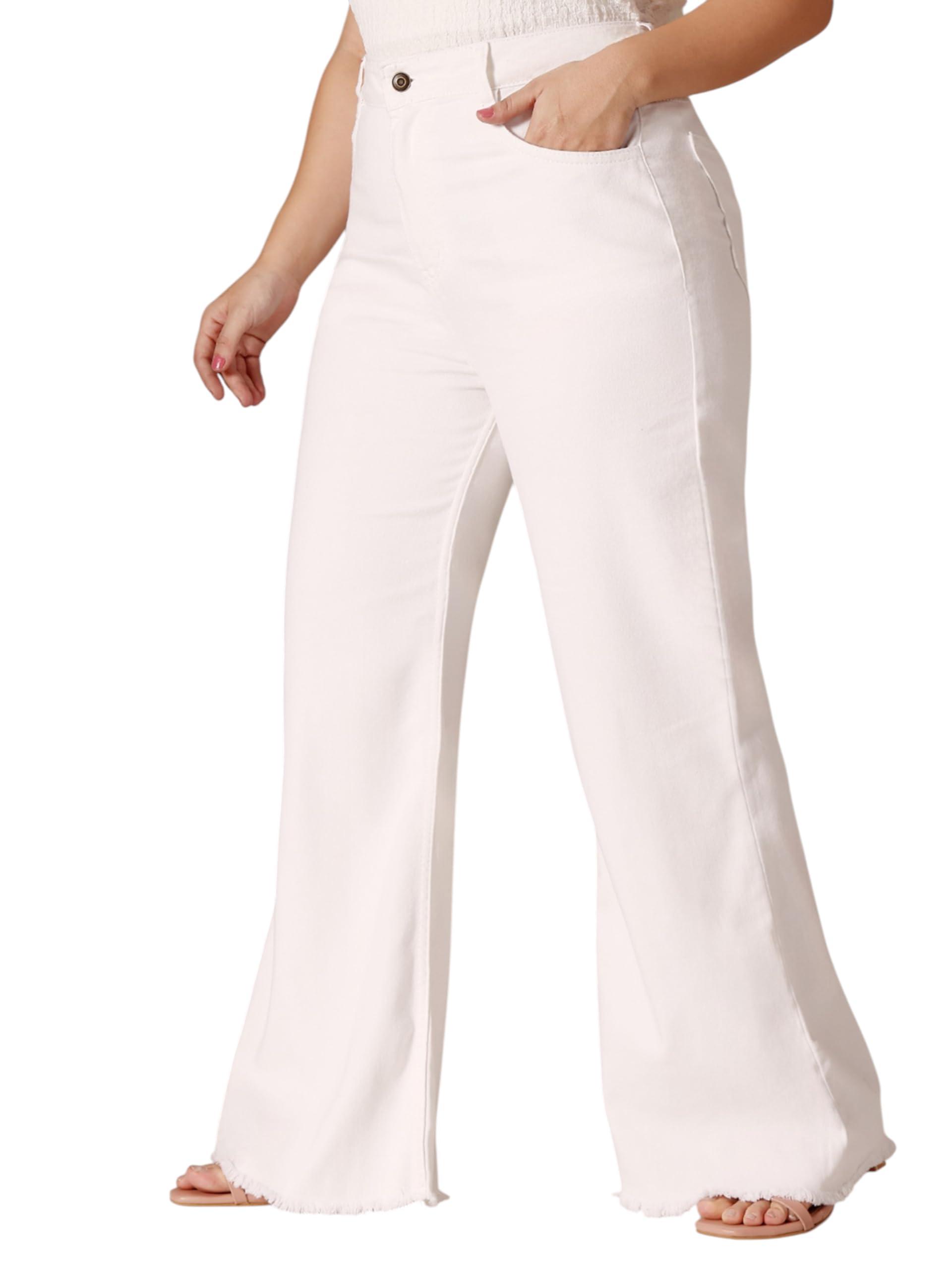 Miss Chase A+ Women's Bootcut High Rise Stretchable Denim Jeans (APSS25DEN81-64-558-26, Chalk White, 26)