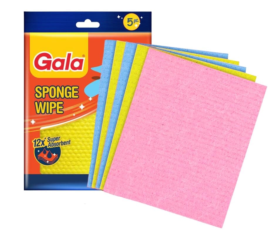 Gala Sponge Wipe for Kitchen, Kitchen Cleaning Sponge,Biodegradable Cellulose Material for Kitchen and Home Cleaning (5 Pcs Pack)