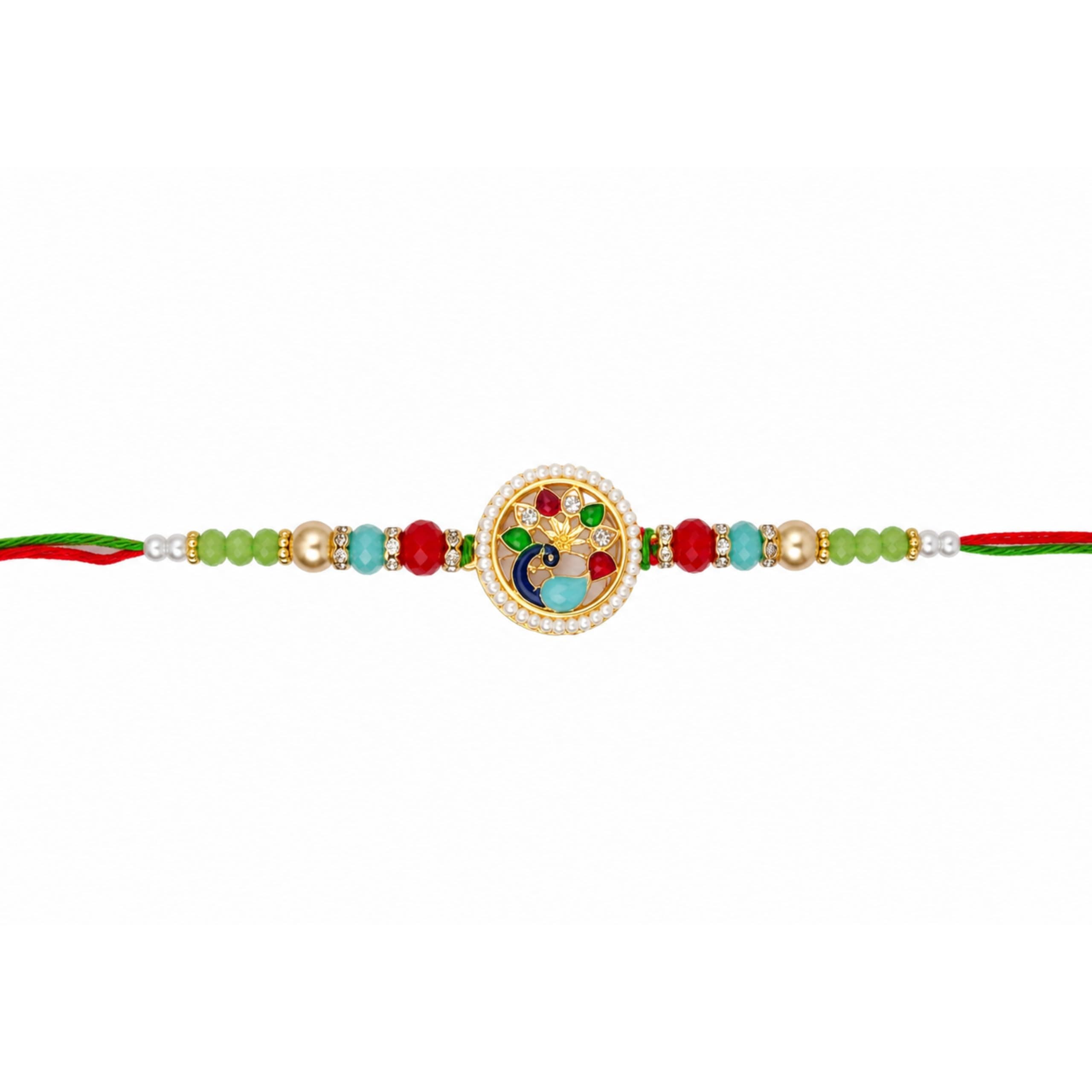 Shreeji Creations Pearl Royal Peacock Rakhi
