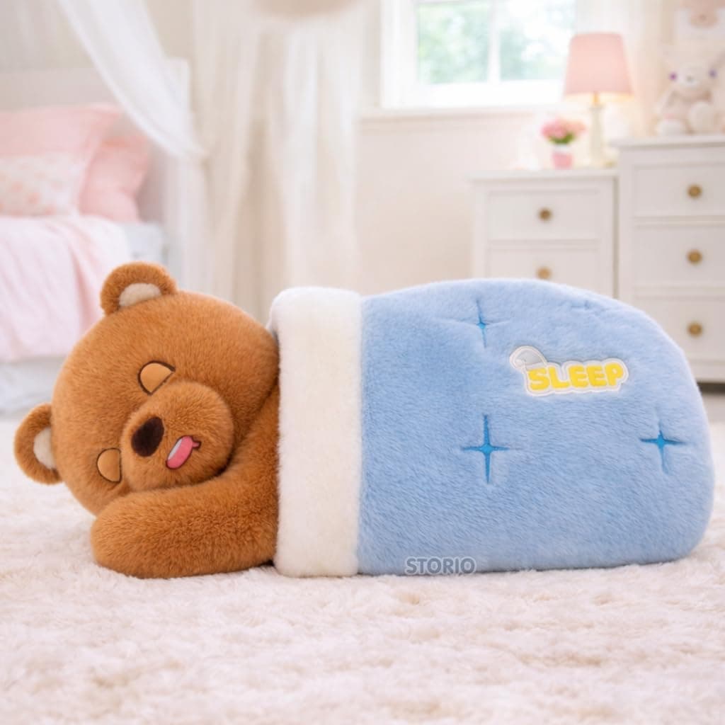 Storio Night Bear Breathing Teddy Bear Plush Toy with Music & Lights | Soft Sleeping Bear with Breathing Motion & Vocalization | Sensory Sleep Toy for Babies & Kids | Best Gift for Children