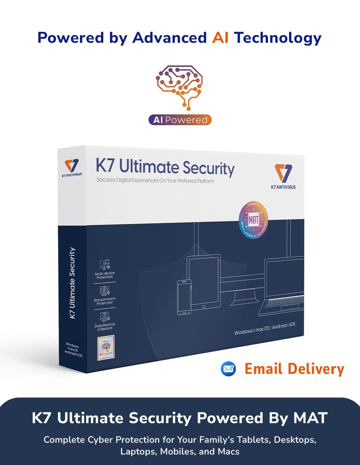 K7 Ultimate Security Antivirus Software 2026 | 1 Device, 3 Years| Email Delivery within 2 hours