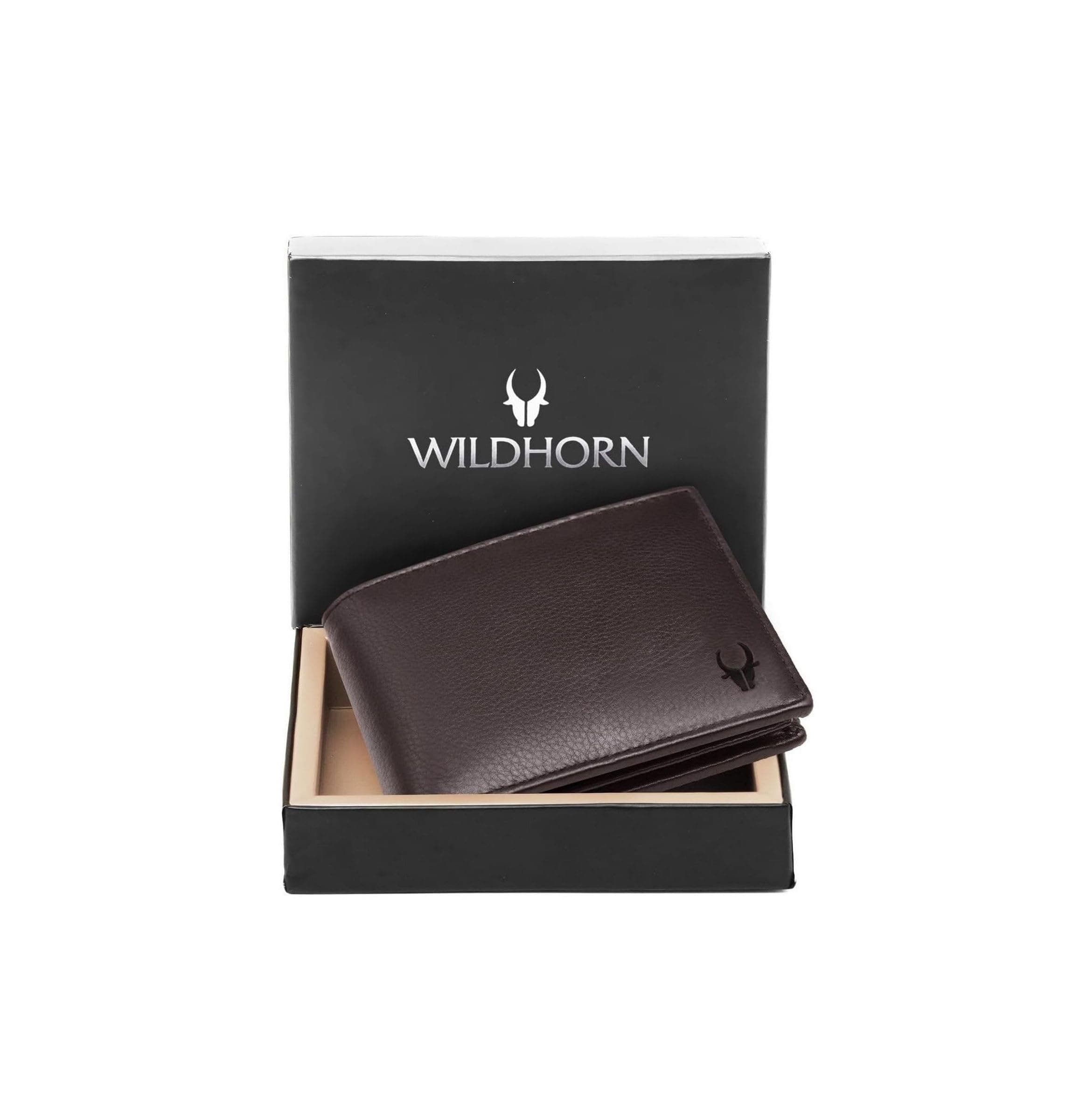 WildHorn Wallet for Men Leather Original, Mens Wallet, Leather Wallets for Men Stylish, Bi-Fold Wallets for Man, 9 Card Slots, Secret Card Slots, Coin Pocket, Gift for Mens (Brown)