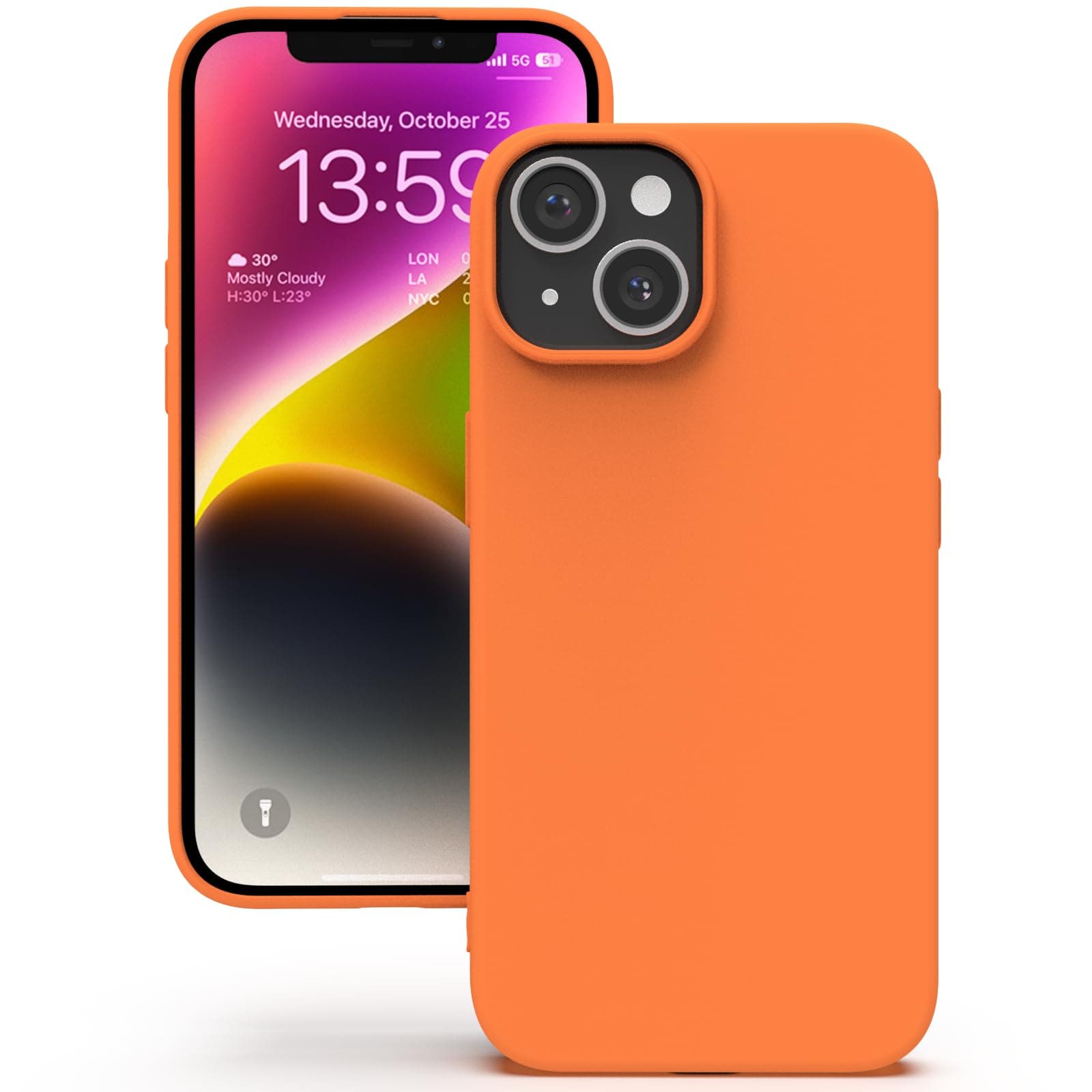 YATWIN Silicone Back Case for iPhone 14, Soft-Touch Phone Back Cover for Apple iPhone 14 - Orange