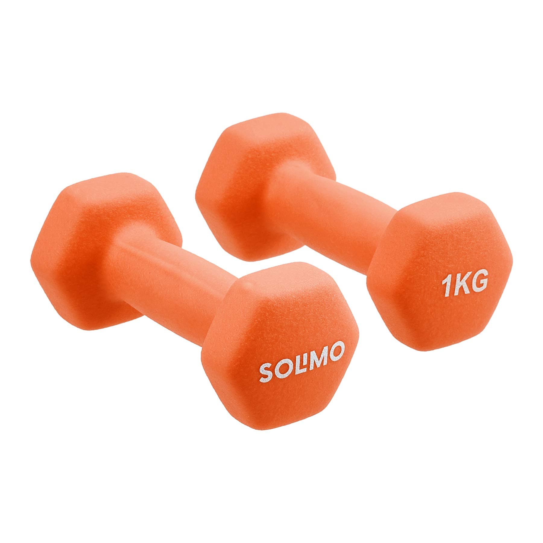 Amazon Brand - Solimo Neoprene Dumbbell 1kg, Set of 2 (Orange)