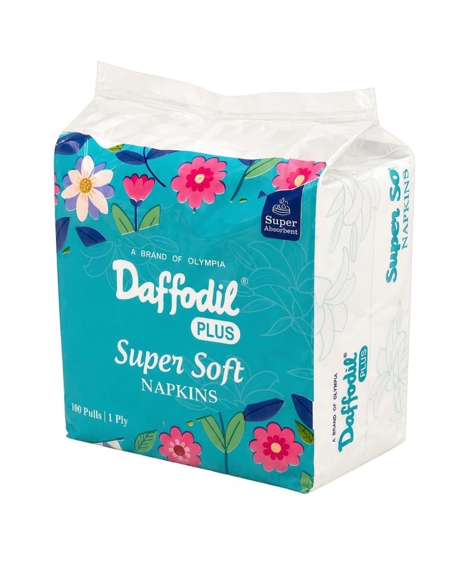 DAFFODIL 1 Ply Tissue Paper Napkins – 100 Pulls | Soft Disposable Paper Napkins for Dining Table, Parties, Restaurants, Cafés, Office Pantry & Everyday Use | Hygienic Table Tissue Paper (1)