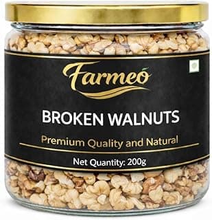 Farmeo Kashmiri Walnuts Broken 200g |Premium Walnut Kernels | Natural Kashmiri Akhrot| Walnuts with High Oil Content Walnuts | Premium Kashmiri Dry Fruits direct from Kashmir | Rich in Omega -3 & Antioxidants | Healthy Dry Fruits Snack |