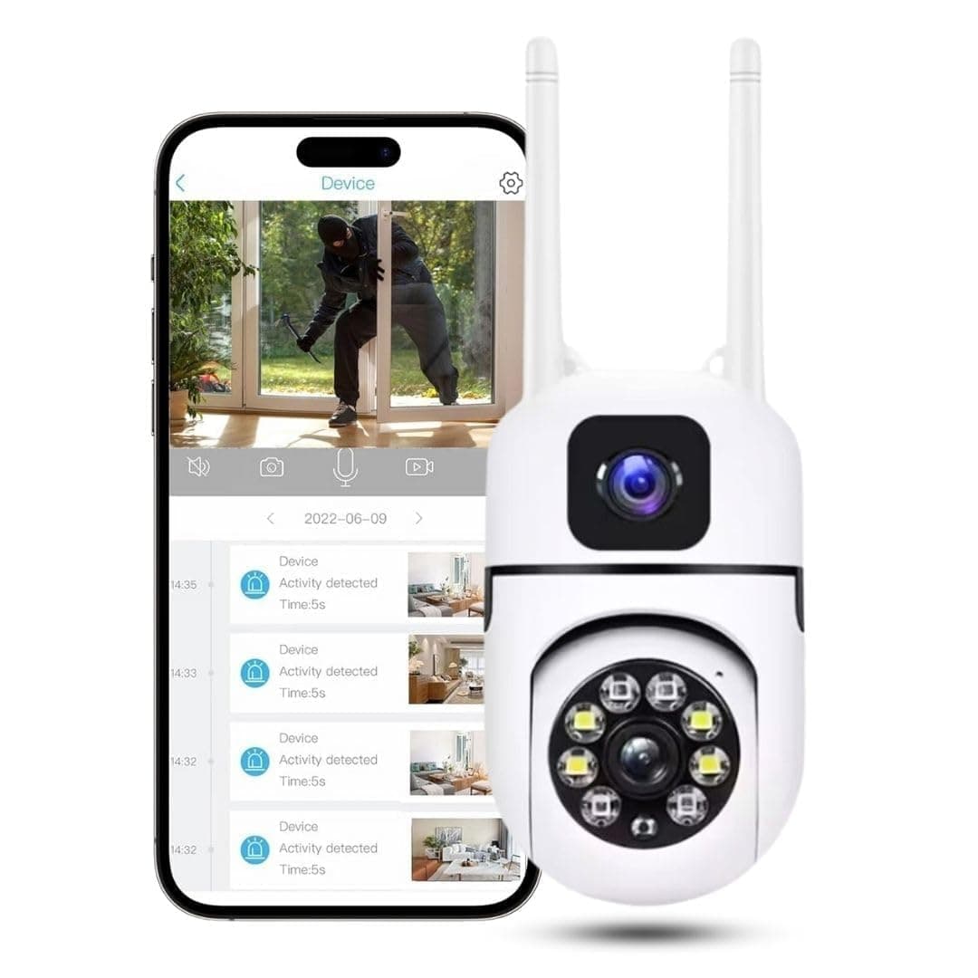 Eyetech 4+4MP Smart WiFi PTZ CCTV Camera for Home Outdoor | 360° View | Color Night Vision | Two Way Audio | Wireless Security Camera with Mobile App V380 Pro (Dual Lens Mini Dome2)