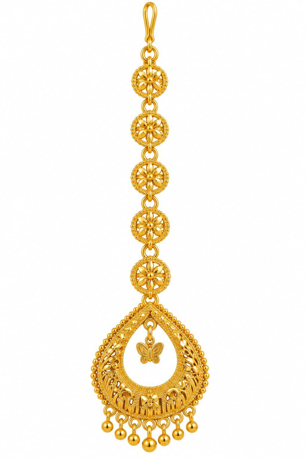 SMARNN Gold Plated Kundan Mang Tikka for Women, Style 2