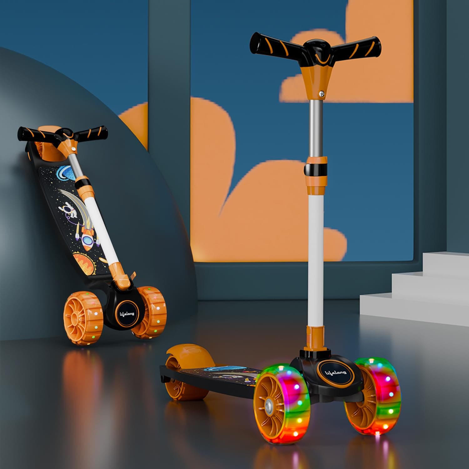 Lifelong Scooter for Kids 3+ Years - Foldable with PVC Wheels & Adjustable Height - Kick Capacity 50kg- Baby Toys for 3+ Year Old boy & Girl - Skate (LLKS19)