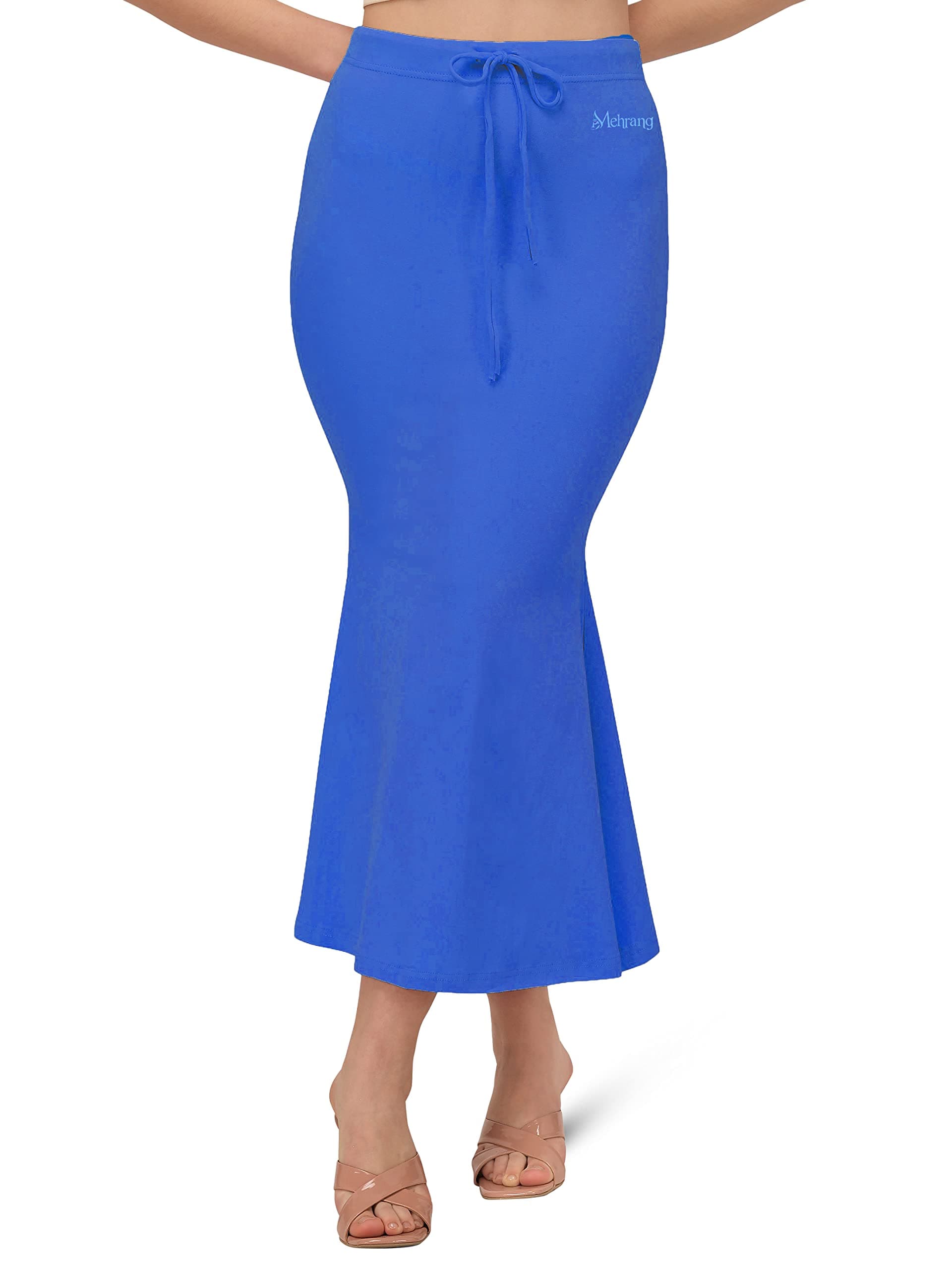 Mehrang Stretchable Saree Shapewear Petticoat for Womens, Cotton Blended,Petticoat,Skirts for Women,Shape Wear Dress for Saree Royal Blue