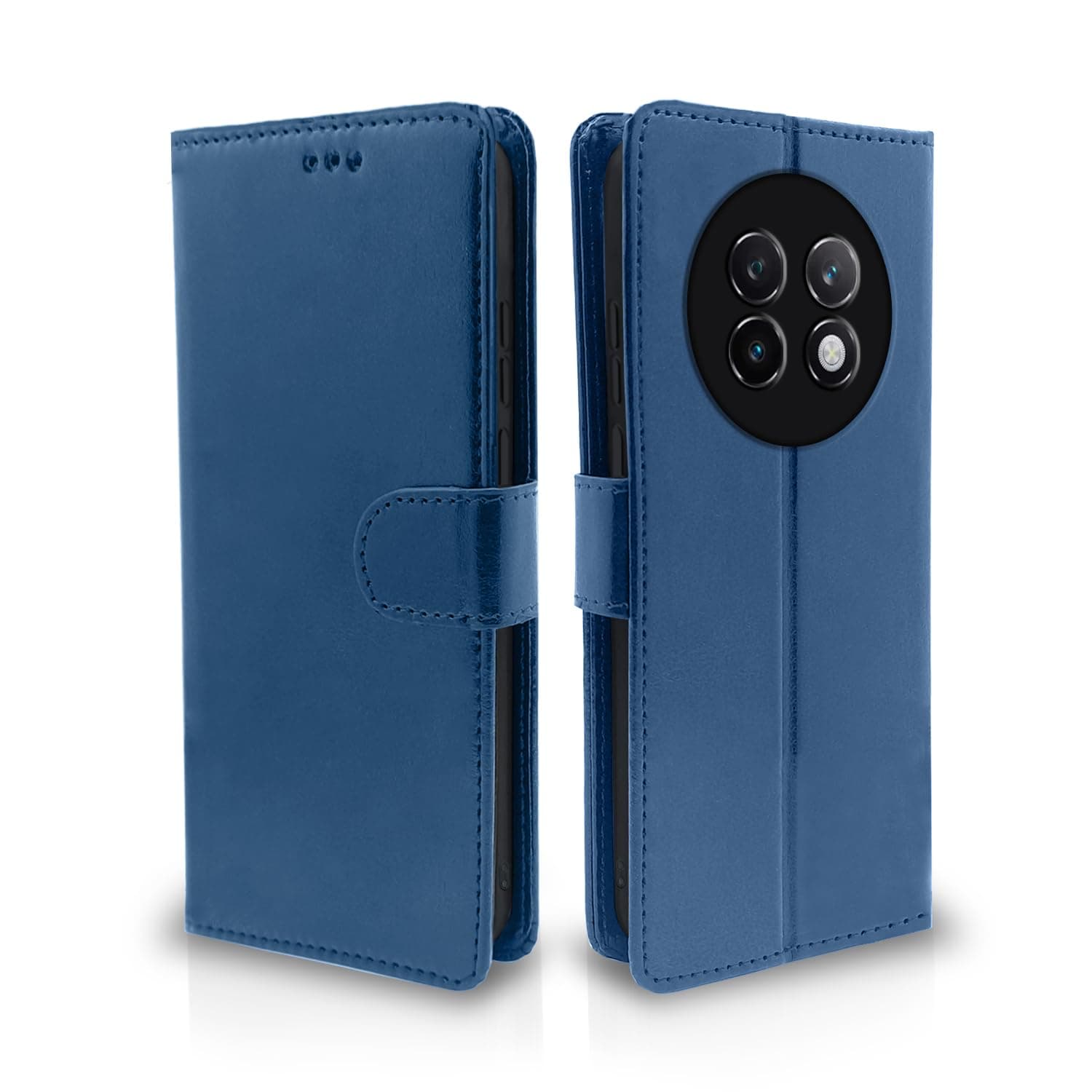 Pikkme Flip Cover Leather Finish | Inside TPU with Card Pockets | Wallet Stand and Shock Proof | Complete Protection Flip Case for Realme 13 Plus 5G / Realme P1 Speed 5G (Blue)