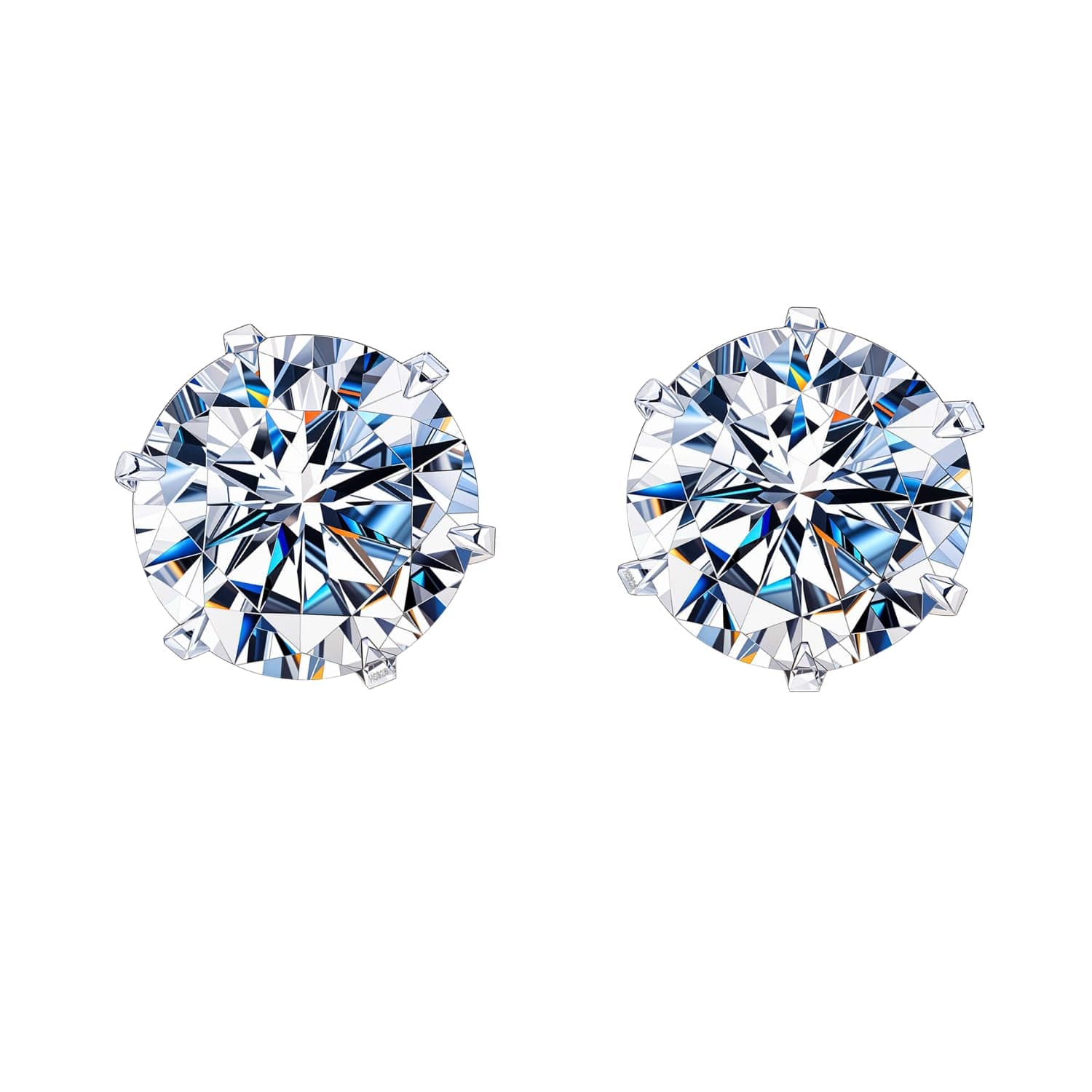 HIGHSPARK 925 Silver Solitaire Stud Earrings | 92.5 Sterling Silver & Round Brilliant Cubic Zirconia Tops for Men Women | Silver 5mm