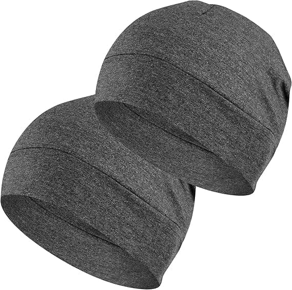 PAROPKAR 100% Cotton Lycra Skull Caps Lightweight Beanie Sleep Hats Breathable Helmet Liner Cap Cycling Hat Cap for Men and Women (Dark Grey)