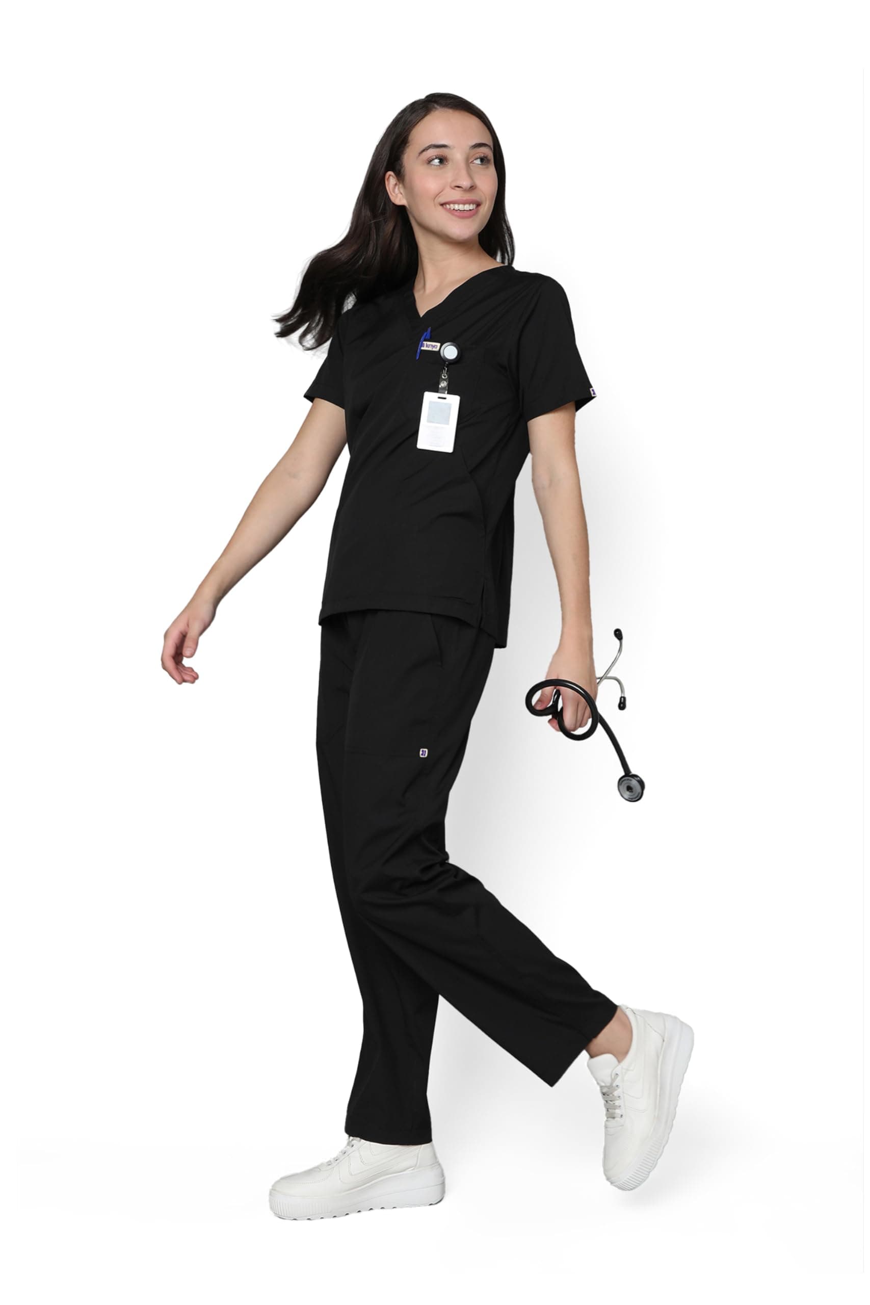 Knya Scrub Suit for Women | 5 Pocket | V Neck Top & Bottom Set | Short Sleeves | Lightweight & Breathable | Hospital Clinic & OT Wear | Medical Uniform | Scrubs for Female Doctors Nurses & Dentists