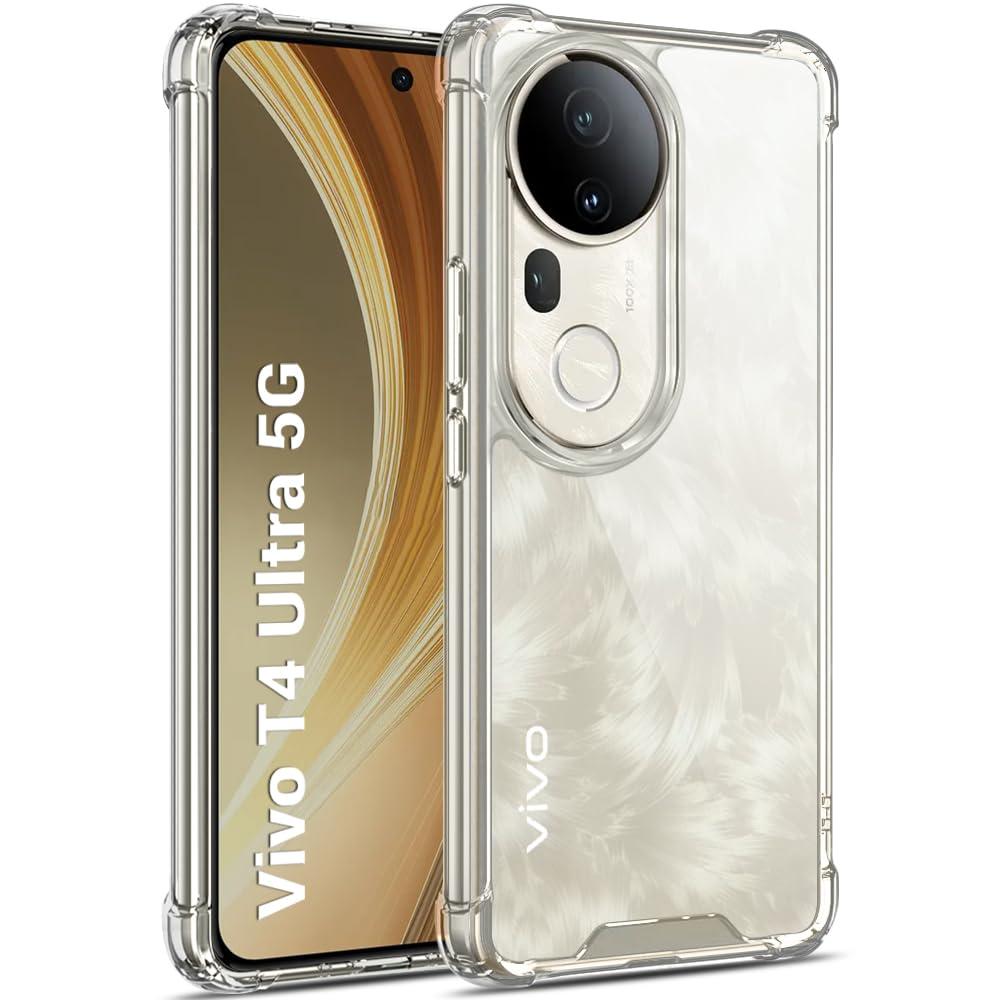 TheGiftKart Crystal Clear Back Cover Case for Vivo T4 Ultra 5G | 360 Degree Protection | Shock Proof Design | Transparent Back Cover Case (PC & TPU, Transparent Bumper)