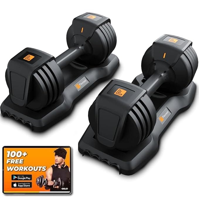 Flexnest neoprene Adjustable Dumbbells, Designed-in-Germany, Easy Weight Adjustment, For Home Workout, Gym Exercise Set For Men & Women (Black, 11kgs - Set of 2)