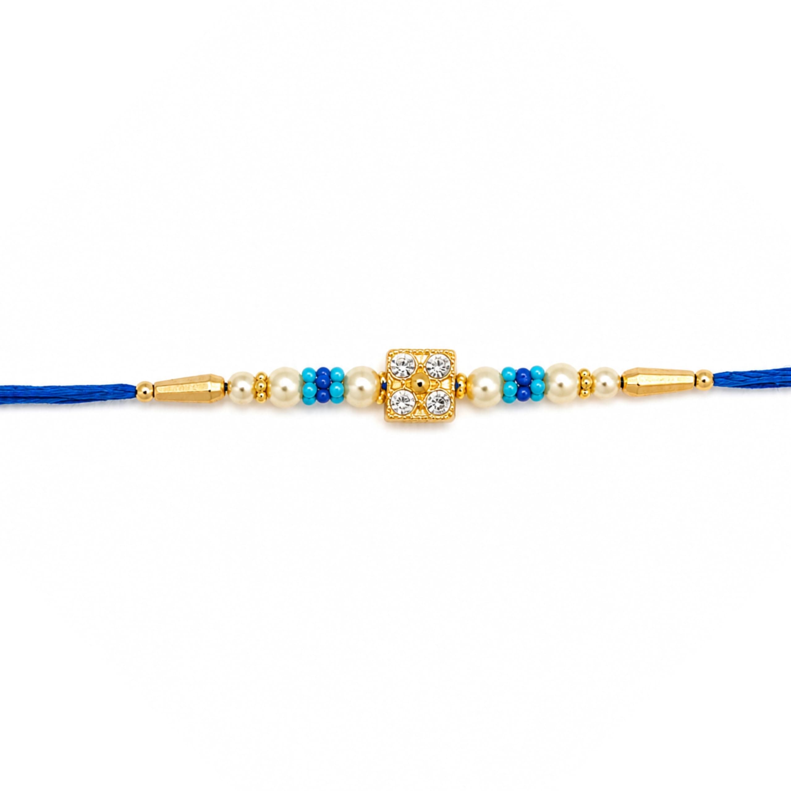 Shreeji Creations Golden Crystal Bead Design Rakhi