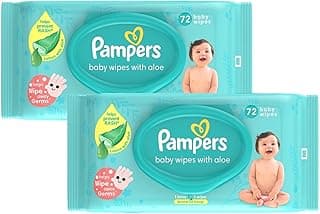 Pampers Baby Gentle Wet Wipes with Lid 144 Count (72 X Pack of 2) | with Aloe Vera and Vitamin E | 97% Pure Water | Paraben free | Combo Pack