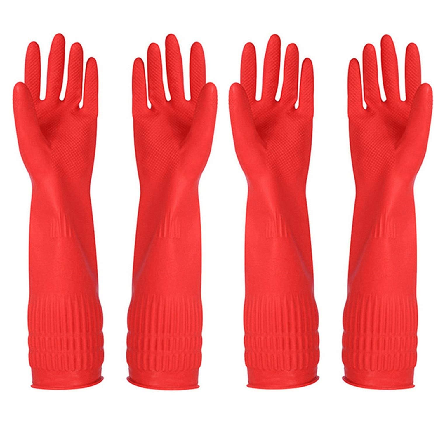 Eopzo Cleaning Gloves with Cleaning Cloth Set (Pack of 4) | Waterproof Reusable Household Dishwashing Gloves | Includes 2 Pairs of Durable Cleaning Gloves & 2 Cleaning Cloths