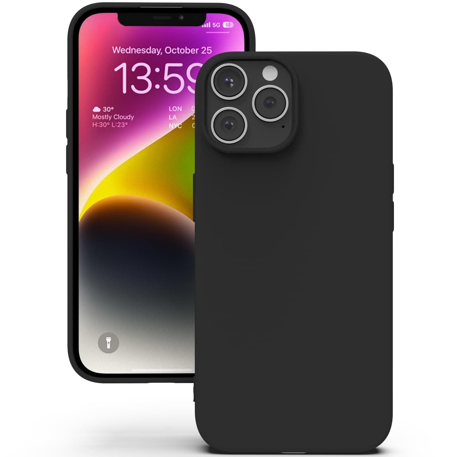 YATWIN Silicone Back Case for iPhone 13 Pro, Soft-Touch Phone Back Cover for Apple iPhone 13 Pro - Black