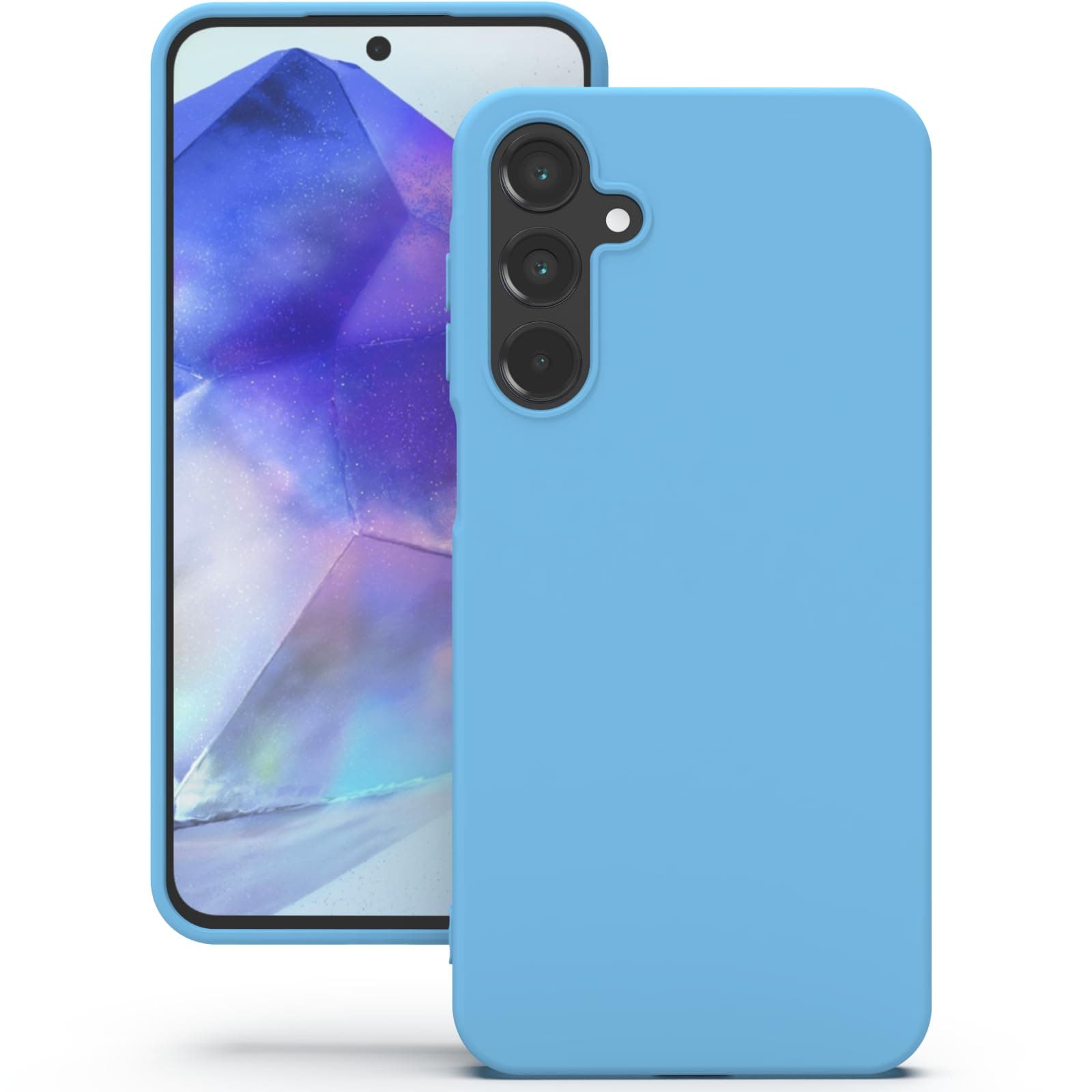 YATWIN Silicone Back Case for Samsung Galaxy A55, Soft-Touch Phone Back Cover for Samsung Galaxy A55 - Sky Blue