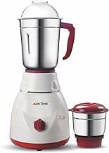 ACTIVA Pluto 500W Mixer Grinder with 2 Jars | 20000 RPM High Speed Motor | Shock Proof ABS Body | Heavy Duty Mixer Grinder for Kitchen | Stainless Steel Jars | 2 Years Warranty | White
