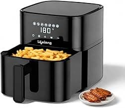 Lifelong 4.2L Digital Air Fryer |7 Preset Menus| Detachable Handle,Touch Panel,Non-Stick Basket|360° Rapid Air Technology Use Little to No Oil,Frying,Grill,Baking,Roasting |1200W Quick Heating (Black)