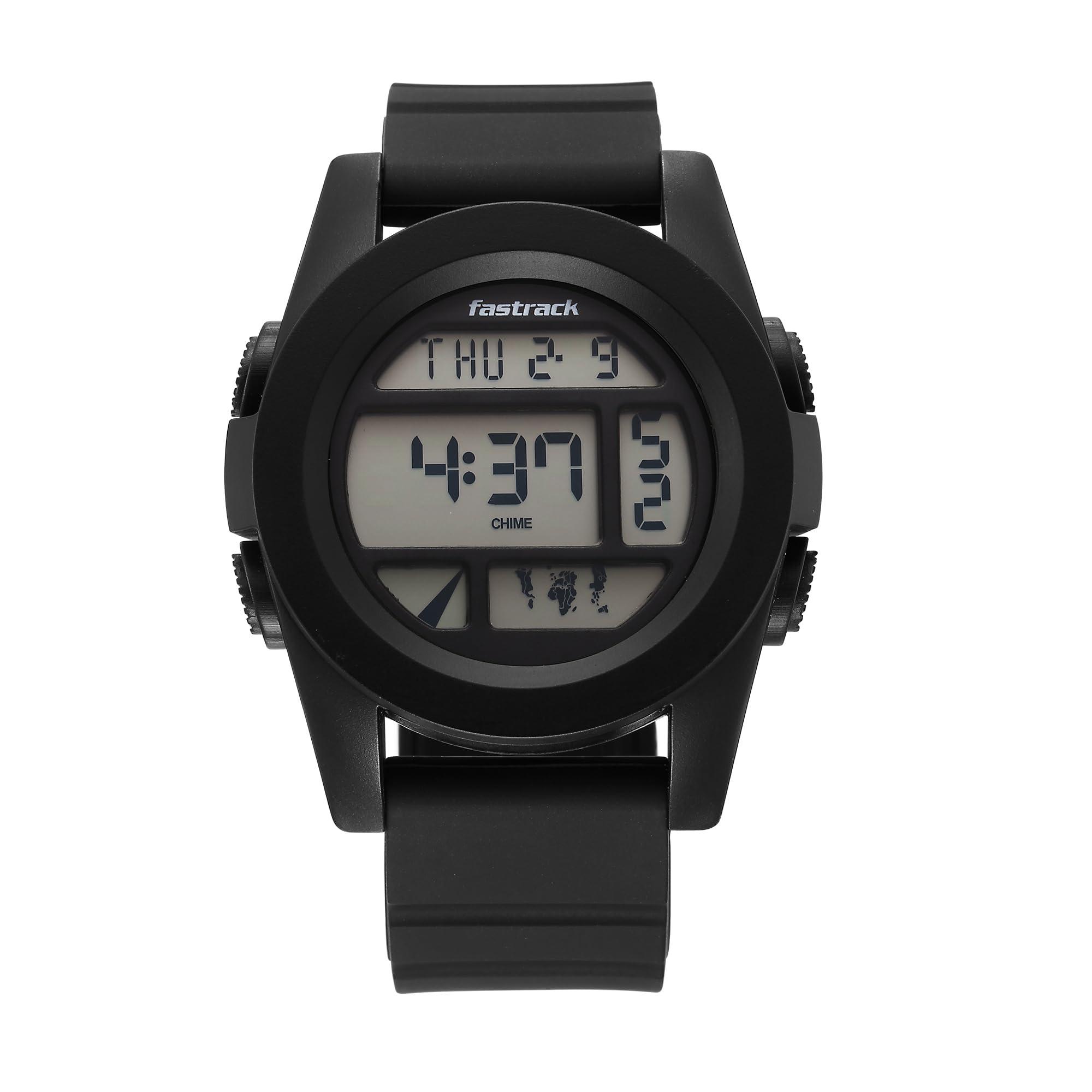 Fastrack StreetStyle Digital Black Dial Black Silicone Strap Watch for Guys - 38120PP01