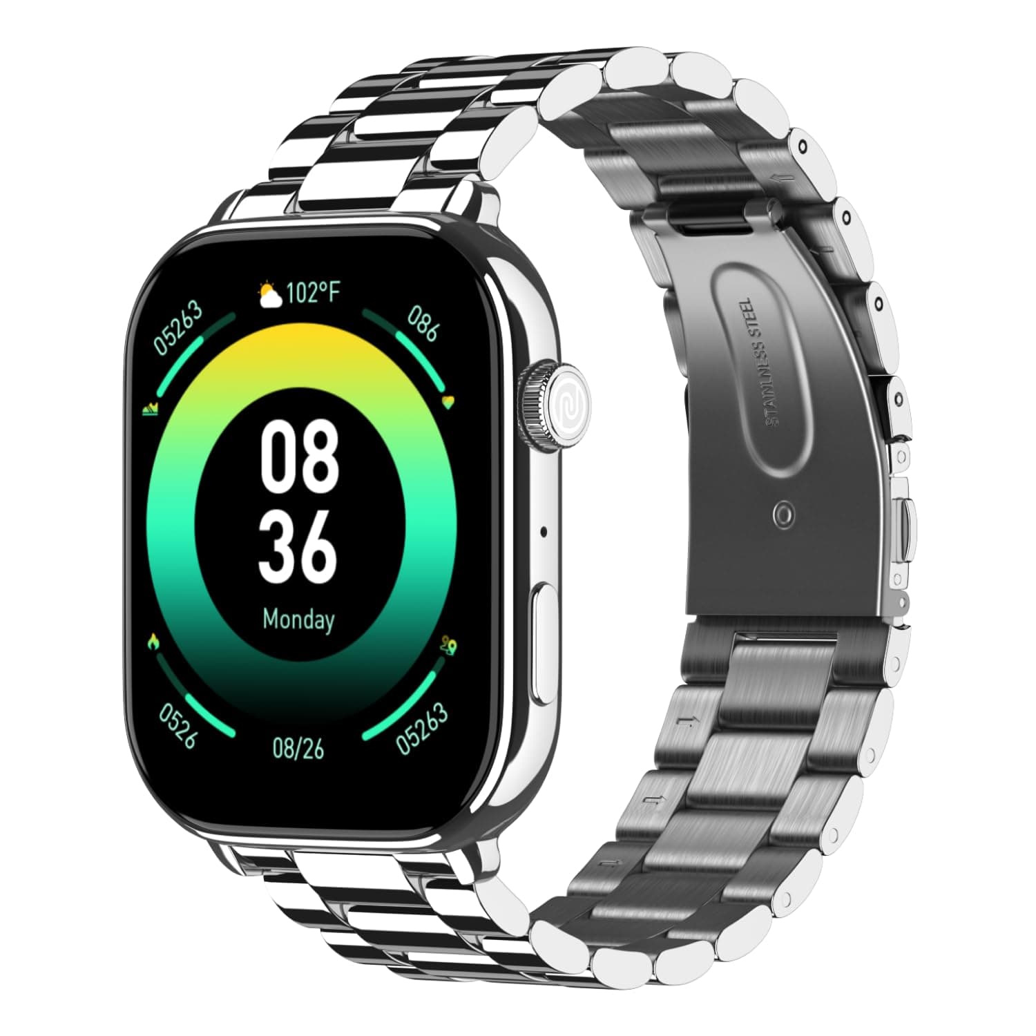 Noise Pulse 4 Max Smart Watch with AI Create (India's 1st Ever with Unlimited Watch Faces), AI Search, 1.96" AMOLED Display, Functional Crown, Premium Metallic Finish, Health Suite (Elite Silver)