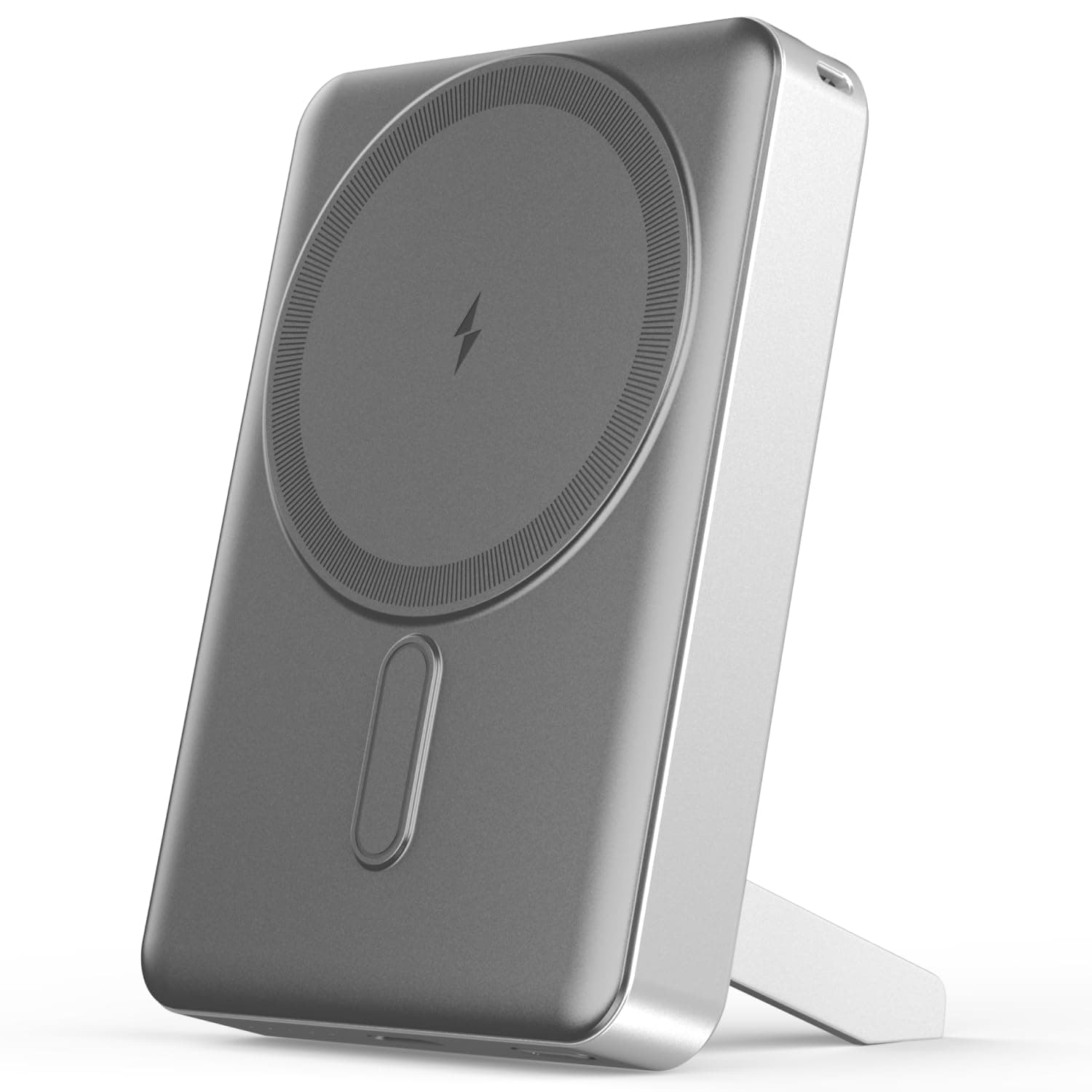 Noise Newly Launched 10000mAh MagSafe Wireless Power Bank: Built-in Stand, Metallic Finish, Upto 15W Wireless & 22W Wired Output, For iPhone 12 & above,Android (Qi-Compatible) + Magnetic Ring (Silver)