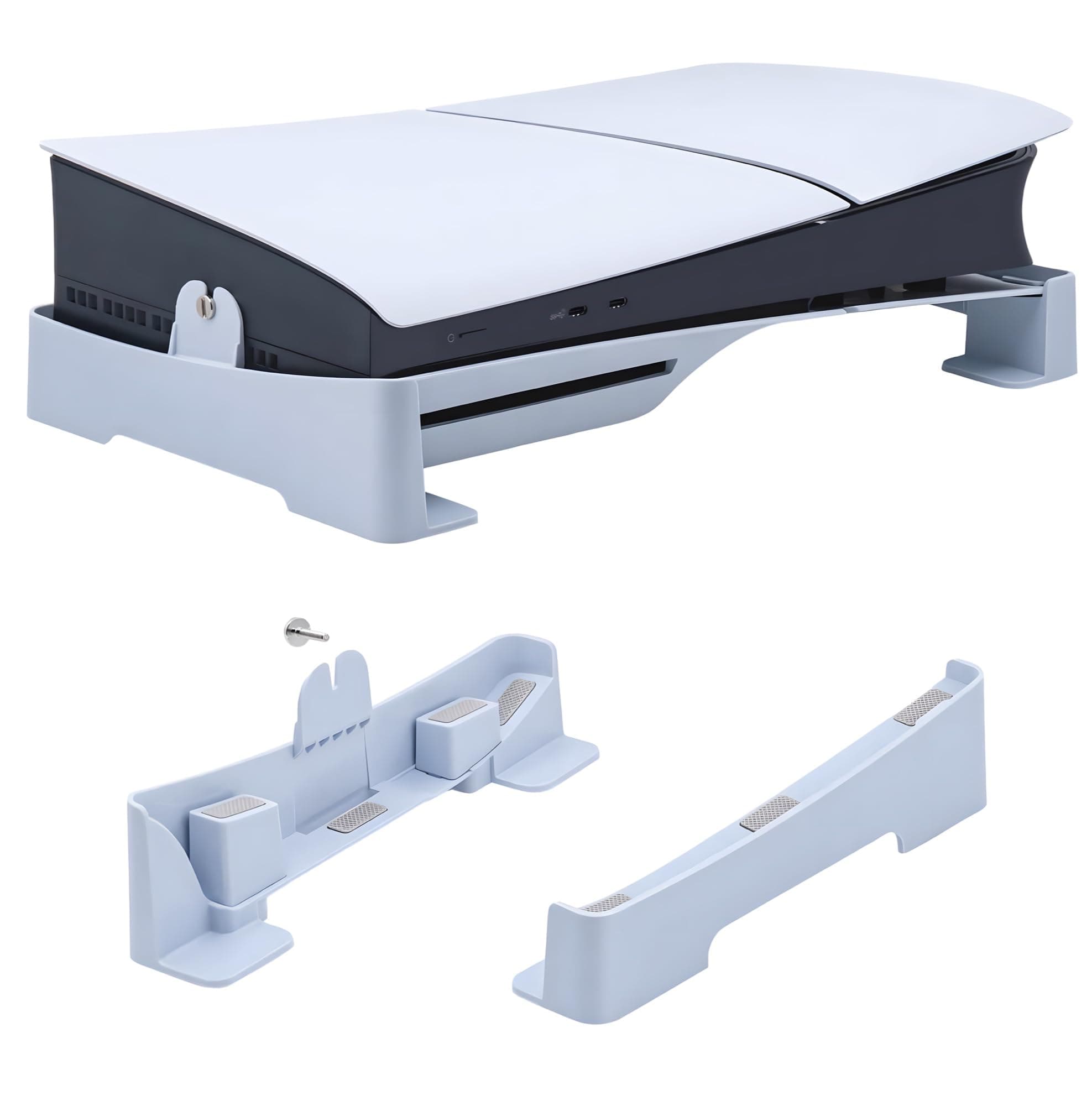 24x7 eMall Gaming Stand for Slim and Pro Consoles with Horizontal Standing Base, Screw-in Mount, Stable and Firm Grip