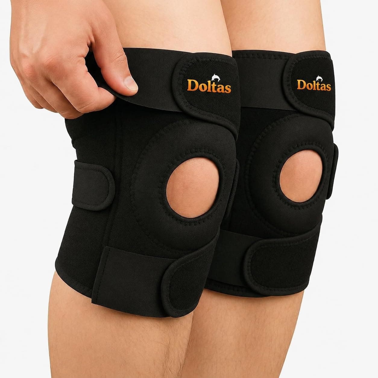 DOLTAS Knee Brace Pair – Compression Knee Cap for Men Pain Relief & Women – Knee Support for Men Gym, Running, Arthritis, Joint Pain, Injury Recovery | (BLACK)