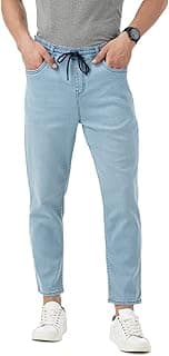 INKD Men's Jogger Jeans - Mid-Rise | Cotton Blend | Stretchable Fabric| Elasticated Waistband | Classic 5 Pocket Styling | Jeans for Men | Men's Bottomwear (Available in Plus Sizes)