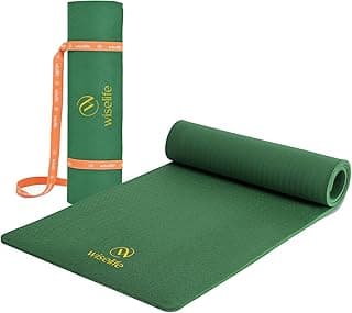 WiseLife Classic Eco-TPE 10 MM Yoga Mat with Yoga Strap for Men & Women | Extra Thick, Long & Wide Non-Slip, Anti-Tear Exercise Mat for Home, Gym, Workout, Fitness, Yoga & Pilates (Green)