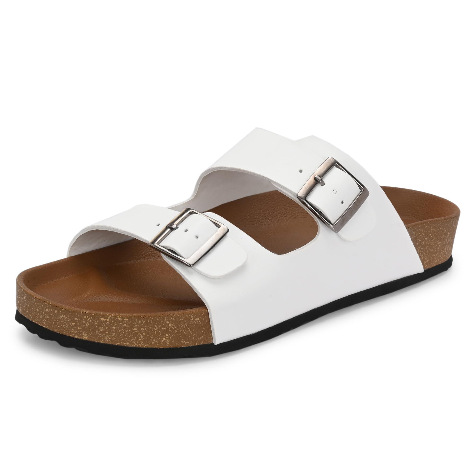 Centrino Sandals for Men | Berkin-Style Slip-On Casual Sandal with Open Toe Design |Lightweight On-Grip Sole for Outdoor Wear|Men Open Toe Buckle Strap Sandals| Summer Slip-On Slipper|Perfect For Monsoon Rainy Season WHITE 6 UK(7313)