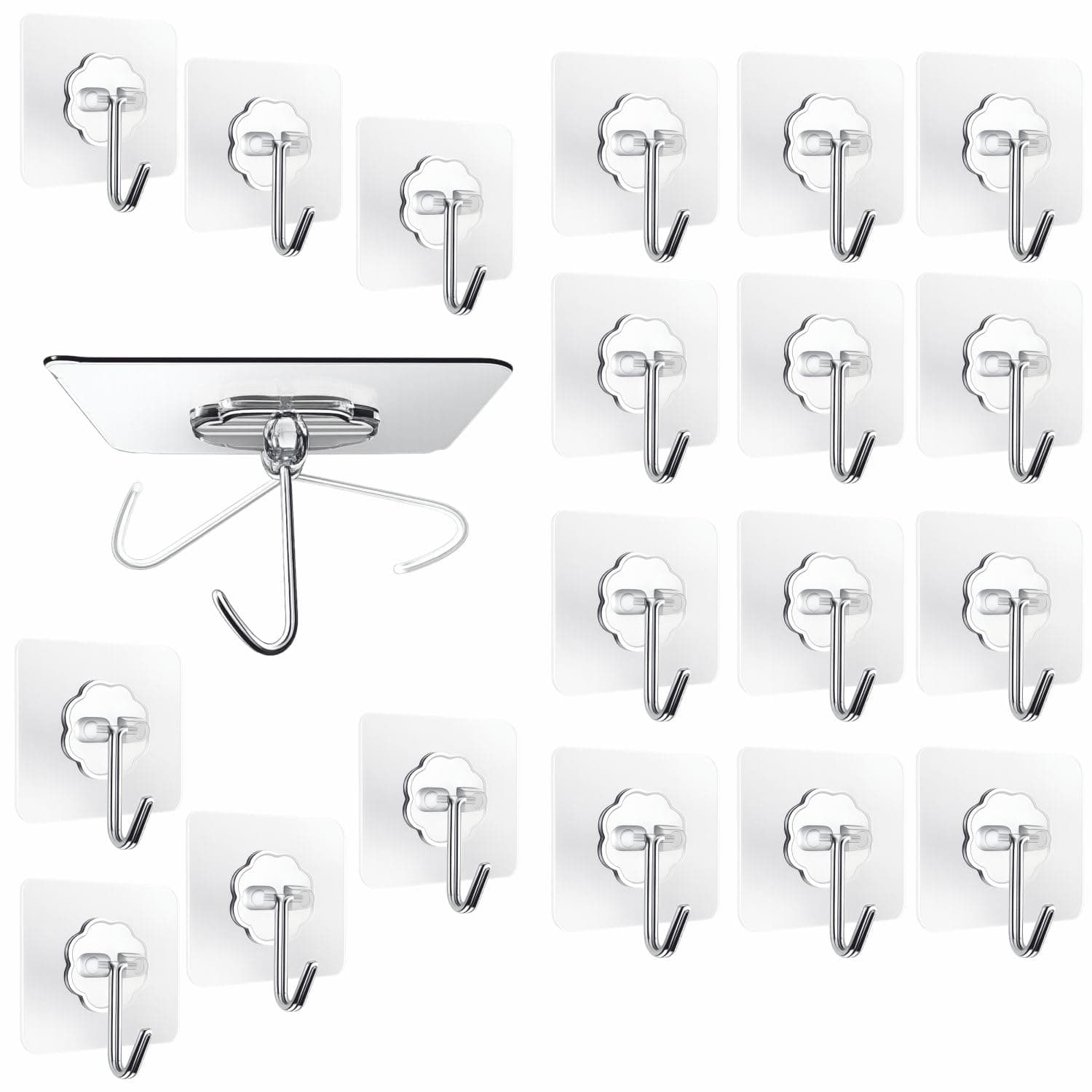 JIALTO 20 Pcs Wall Hooks for Hanging Strong, Adhesive Hooks for Wall Heavy Duty, Wall hangings, Kitchen Accessories Items, Sticky Photo Frame Hangers (Wall Hook)