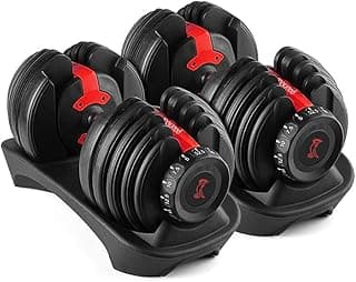Cockatoo ADB-01 2.5 KG- 24 Kg Adjustable Dumbbell Set, Home Workout Gym Equipment Men and Women, Quick One-Second Adjustment 15-IN-1 Dumbbell Dumbbells Set For Home Gym(1 Year Warranty) (24 Kg, Red)