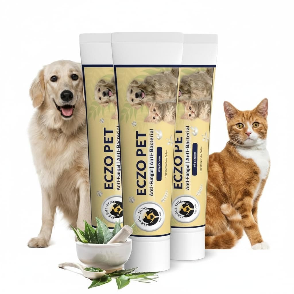 FUR BALL STORY Eczo Pet Anti Fungal & Anti Bacterial Cream|Itchy Skin Treatment for Dogs & Cats | Helps with Eczema, Ringworm, Dermatitis & Skin Infections | Ayurvedic Formula 60gm (Pack of 3)